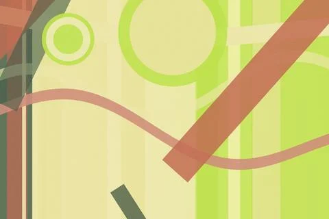 Geometric abstract design with rounded shapes and diagonal bars in green an.. Stock Illustration