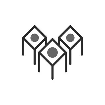 Geometric abstract design showcasing interconnected cubes with central dots.. Stock Illustration