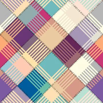 Geometric abstract diagonal plaid pattern in low poly pixel art style. Stock Illustration