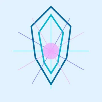 Geometric abstract diamond shape with intersecting lines and gradient fill Stock Illustration
