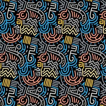 Geometric abstract doddle seamless pattern Illustrazione stock
