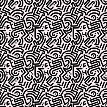 Geometric abstract doddle seamless pattern Stock Illustration