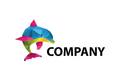 Geometric Abstract Dolphin Logo Design	 Stock Illustration