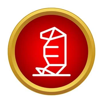 Geometric abstract figure icon on red button 스톡 일러스트