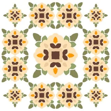 Geometric abstract floral pattern in earth tones Stock Illustration