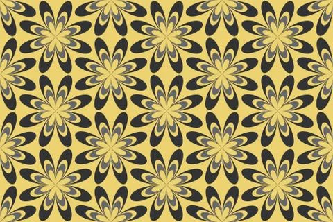 Geometric abstract floral seamless pattern. Stylish monochrome grey line texture Stock Illustration