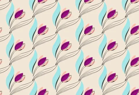 Geometric abstract floral seamless pattern. Stylish hand drawn folk motif design Stock Illustration