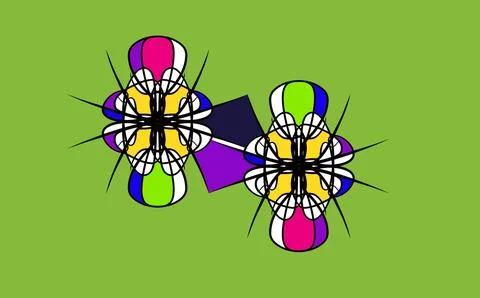 Geometric Abstract Flower Patterns on Green Background Illustration 스톡 일러스트