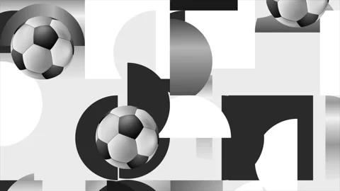 Geometric abstract football motion background in black white with semi-circles Stock Footage 325842575
