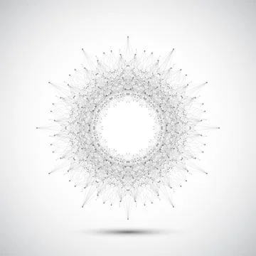 Geometric abstract form with connected line and dots. Graphic background for Illustrazione stock