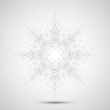 Geometric abstract form with connected line and dots. Graphic background for Stock Illustration