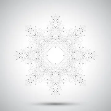 Geometric  abstract form with connected line and dots. Graphic background for Stock Illustration