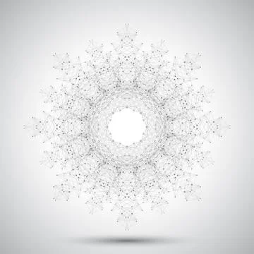 Geometric  abstract form with connected line and dots. Graphic background for Illustrazione stock