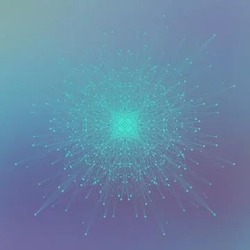 Geometric abstract form with connected line and dots. Graphic background for Stock Illustration