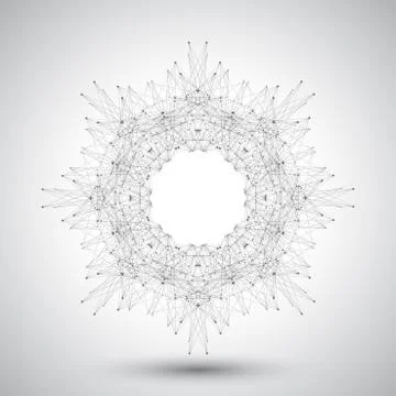 Geometric abstract form with connected line and dots. Graphic background for Stock Illustration