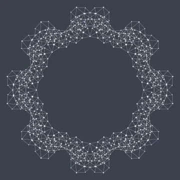 Geometric abstract form with connected line and dots. Vector illustration 스톡 일러스트