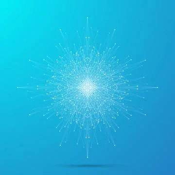 Geometric abstract form with connected line and dots. Graphic background for 스톡 일러스트