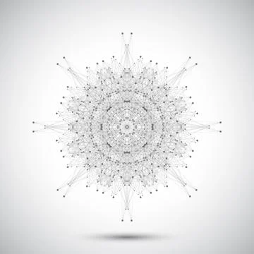 Geometric abstract form with connected lines and dots. Vector illustration Illustrazione stock