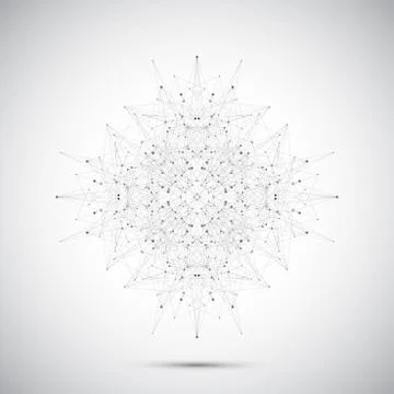 Geometric abstract form with connected lines and dots. Vector illustration Stockillustratie