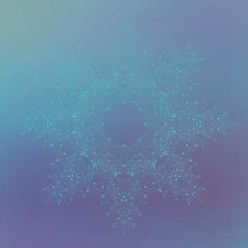 Geometric abstract form with connected lines and dots. Science background Illustrazione stock