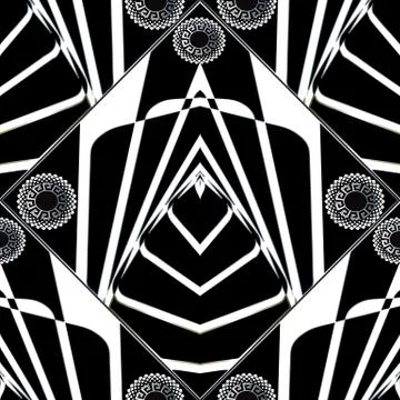 Geometric abstract greek seamless pattern. Black and white backg Stock Illustration