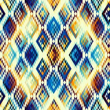 Geometric abstract grunge vintage pattern. Ikat style. Seamless vector image. Stock Illustration