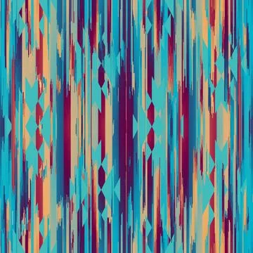 Geometric abstract grunge vintage pattern. Ikat style. Seamless vector image. Stock Illustration