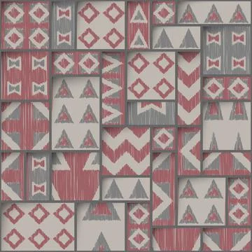 Geometric abstract grunge vintage pattern. Ikat style. Seamless vector image. Stock Illustration