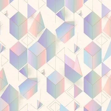 Geometric abstract hexagon pattern with pastel gradient shading Stock Illustration