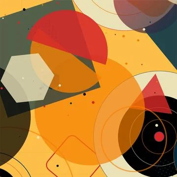 Geometric abstract illustration with vibrant overlapping shapes and retro c.. Stock-Illustration