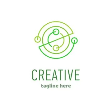 Geometric abstract logo design, vector linear icon template. Corporate business Stock Illustration