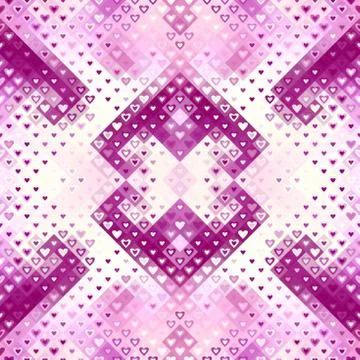 Geometric abstract low poly pattern with hearts. Stock Illustration