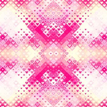 Geometric abstract low poly pattern with hearts. Stock Illustration