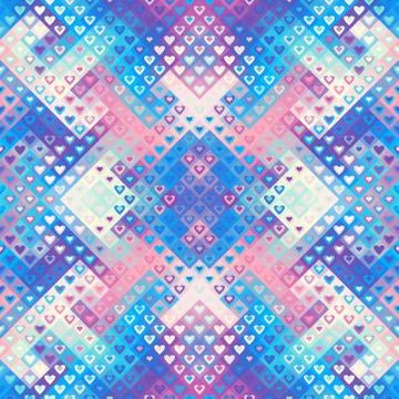 Geometric abstract low poly pattern with hearts. Illustrazione stock