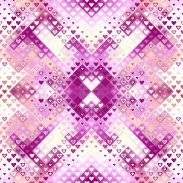 Geometric abstract low poly pattern with hearts. Stock Illustration