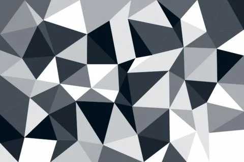 Geometric abstract low poly triangle pattern in monochrome gray tones for Stock Illustration
