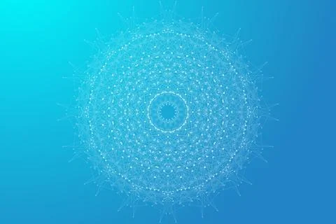 Geometric abstract mandala with connected line and dots. Graphic composition for Stock Illustration