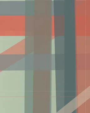 Geometric abstract mosaic pattern in teal, coral, and beige, with a soft re.. Illustrazione stock