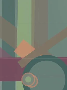 A geometric abstract mural with intersecting shapes in pastel teal, green, .. Stockillustratie