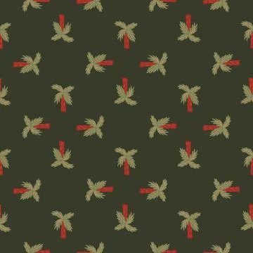 Geometric abstract nature seamless pattern with simple palm tree silhouetes.  Stock Illustration