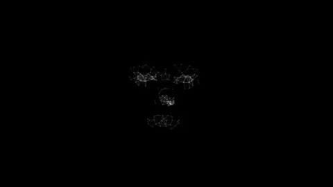 Geometric Abstract Network Face in Black Digital Artwork Exploration Stock Footage 341374321