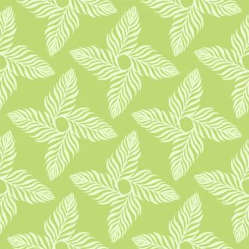 Geometric abstract ornamental seamless pattern with white fern foliage shapes Illustrazione stock
