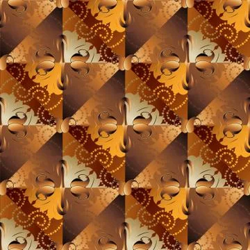 Geometric abstract paisley seamless pattern. Vector floral 3d background. Mod Stock Illustration