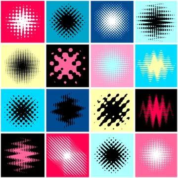 Geometric abstract pattern. Block design and halftone elements. Illustrazione stock