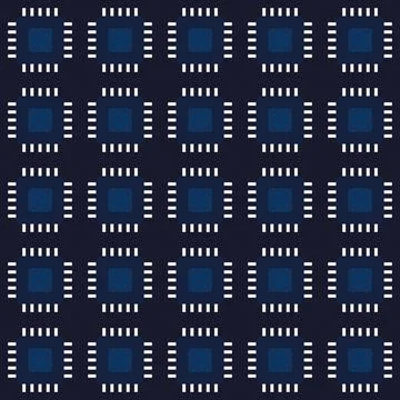 Geometric abstract pattern with blue squares and white diagonal lines on da.. Stock Illustration