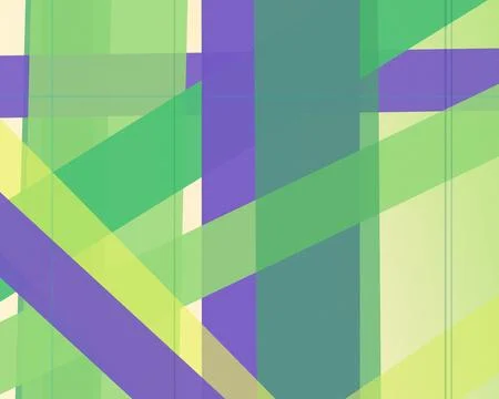 Geometric abstract pattern with bold green, purple, and cream shapes and a .. 库存插图