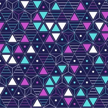 Geometric abstract pattern with colorful triangles and lines on dark backgr.. Stock Illustration