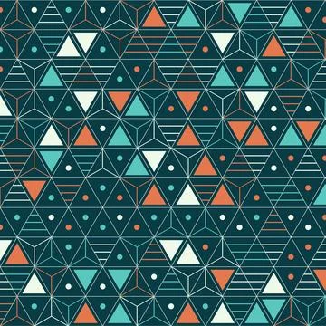 Geometric abstract pattern with colorful triangles and hexagons illustration 스톡 일러스트