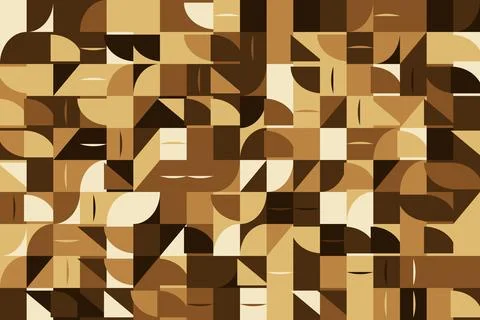 Geometric Abstract Pattern Composed of Brown and Beige Shapes in a Flat Gra.. Stock Illustration