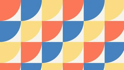 Geometric abstract pattern with curved shapes on grid background Stock Illustration